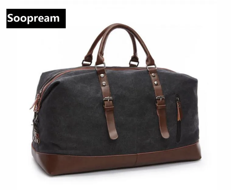 

washed Canvas Leather Men Travel Bags Men military Duffel Bag with Large Capacity and with zippers fashion shoulder bags