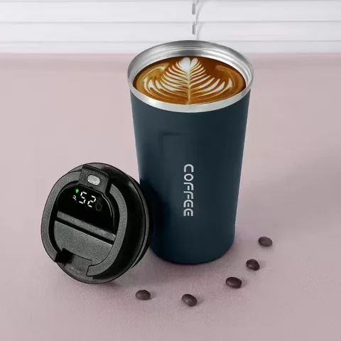Портативная кофейная кружка из нержавеющей стали с умным дисплеем температуры, 380 мл