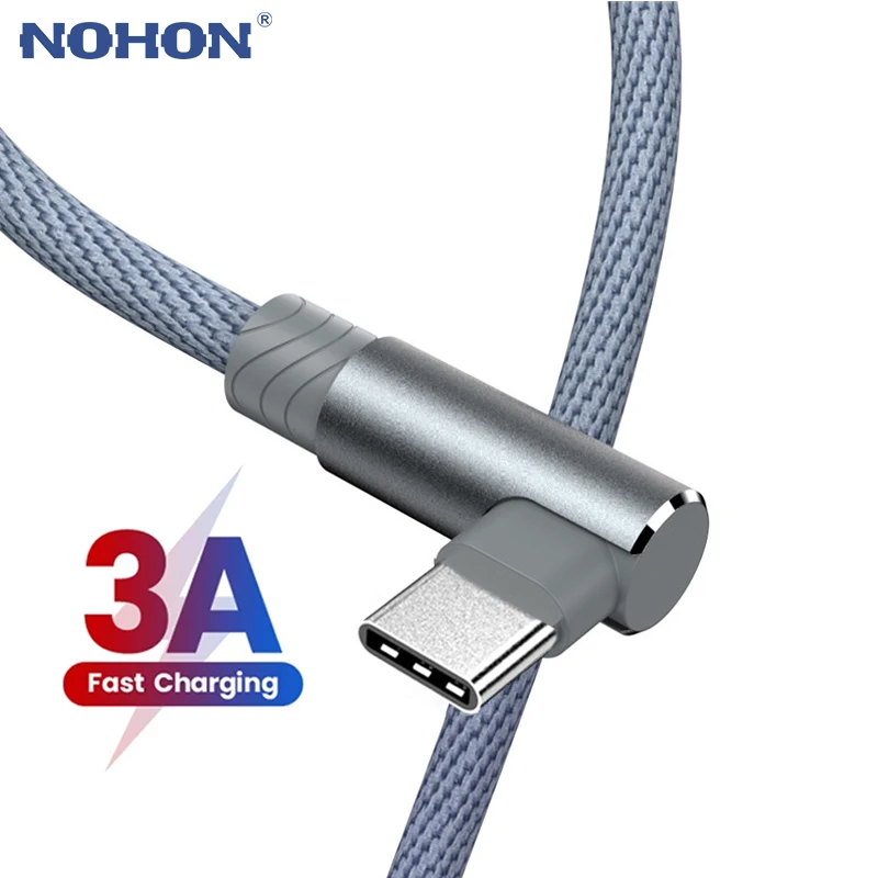 Кабель Micro USB Type C для Xiaomi POCO X3 Samsung кабель быстрой зарядки угол 90 градусов QC 3 0