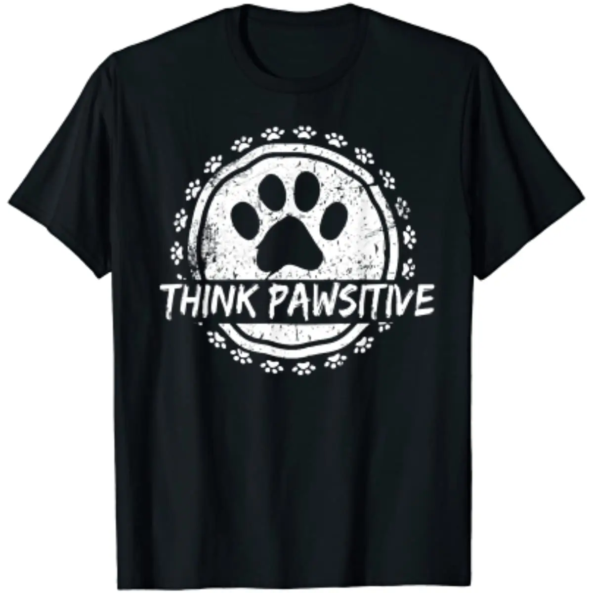 

Dog Paw Print Think Pawsitive Pet Lover T-Shirt Men Women Tshirt Spring Summer Four Seasons Cotton Daily Multi Size