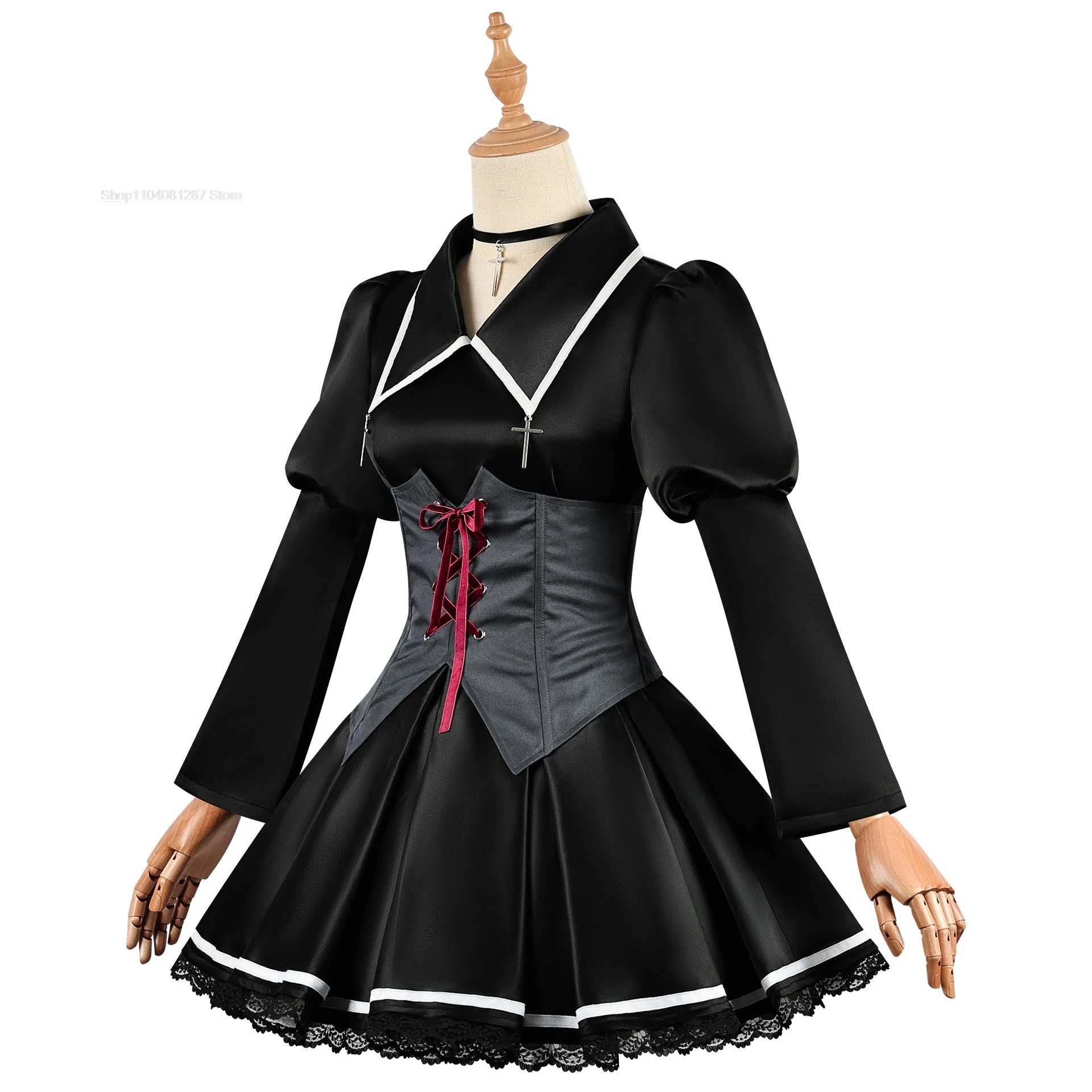 Anime cosplay Shugo Chara Gothic style costume Tsukiyomi Utau black dress yellow wig halloween for women uniform