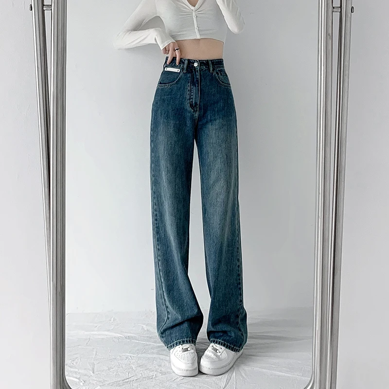 

High Waist Wide Leg Jeans Women Autumn New Y2k Straight Loose Street Drape Mopping Trousers Trend Girl Streetwear