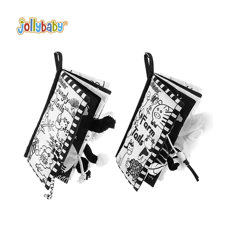 

Jollybaby Black And White Sensory Educational Baby Fabric 3D Animal Tails Cloth Book