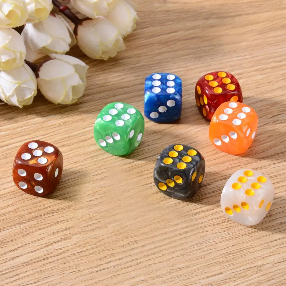 

Games 6 Sided Resin Board Games Round Corner Acrylic Number Game Dice Pearl Gem Dice 6 Sided 16mm Dice Polyhedral Dices