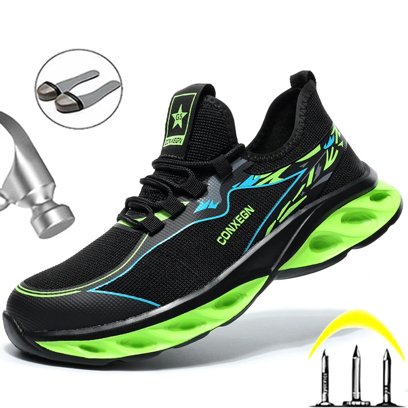 

2023 New Men's Safety Shoes Lightweight Work Sneakers Men Indestructible Shoes Puncture-Proof work Shoes Protective Boots Male