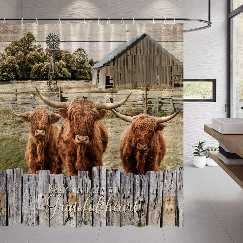 

Креативная занавеска для душа Highland с изображением крупного рогатого скота Bison в скандинавском стиле, моющаяся ткань для ванны, декор для ванной комнаты, экран для ванны с крючками