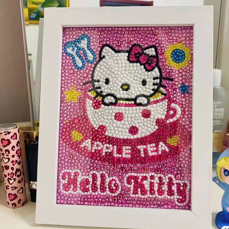 

Kawaii Sanrios Diamond Painting Hellokittys Cartoon Cute DIY Handmade Photo Frame Room Decoration Birthday Gift for Kids