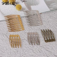 10pcs 510 teeth metal hair comb bronze tone hair clips claw hairpins diy jewelry findings components wedding hair supplies
