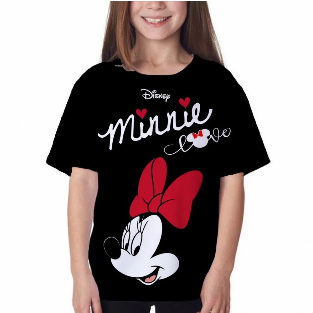 

Детская футболка с круглым вырезом и принтом Минни из мультфильма
