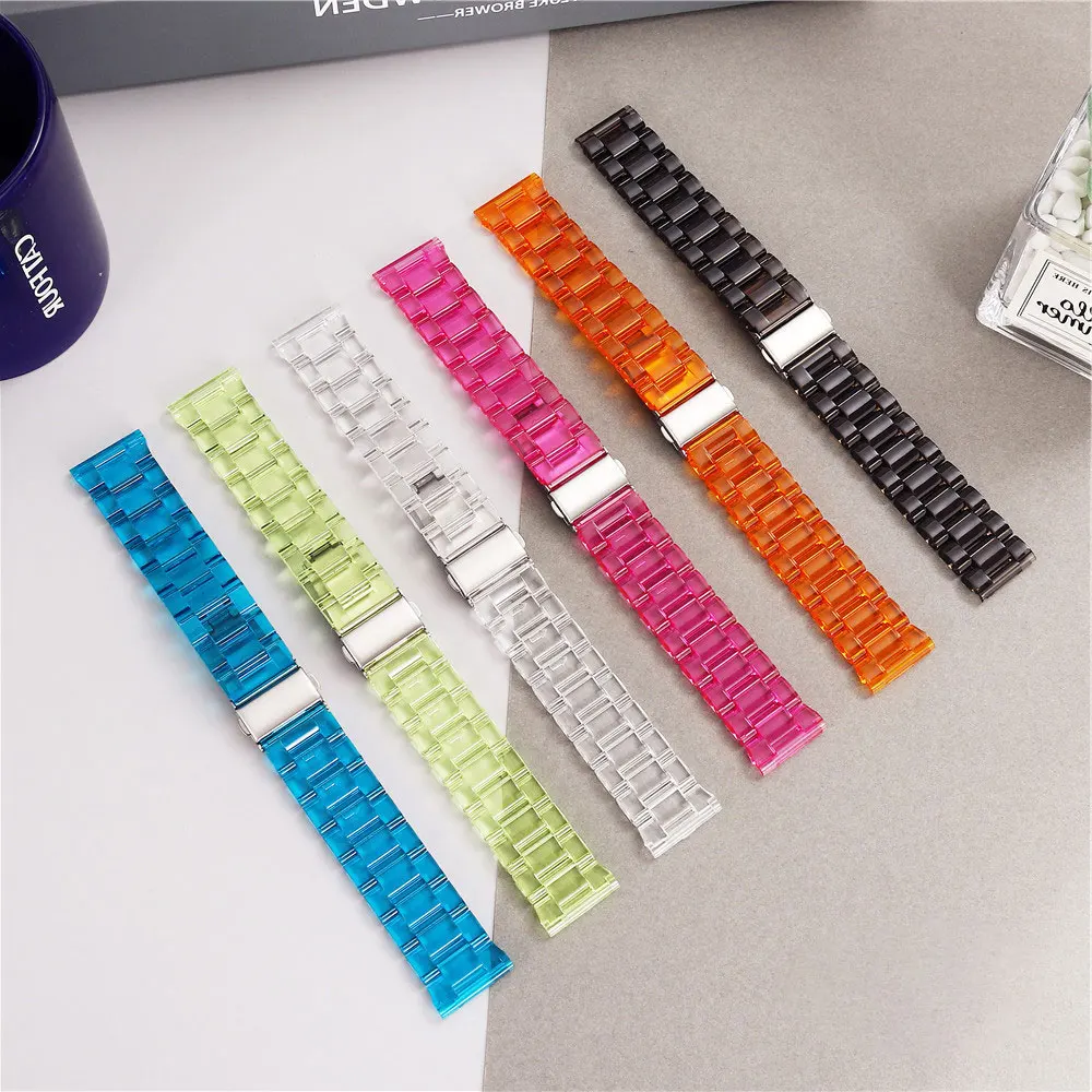 Glacier strap for Samsung Galaxy watch 4/classic/3/5/5 pro/Active 2 20mm/22mmTransparent link bracelet huawei gt 3-pro-2-2e-band