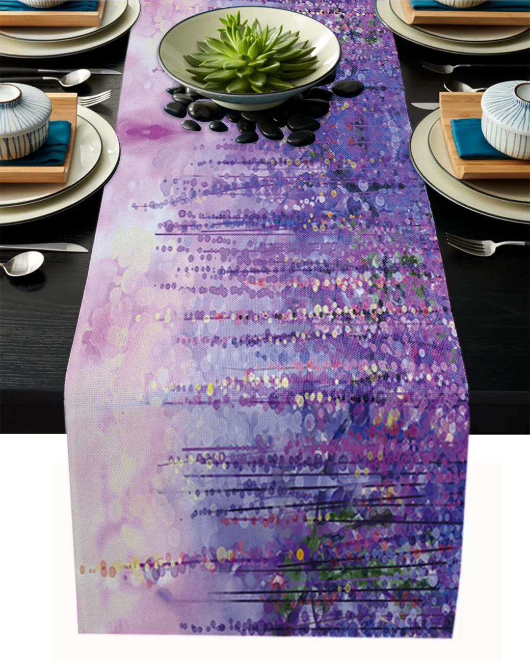 

Картина маслом, фиолетовый художественный дизайн, Настольная дорожка для свадьбы, дня рождения, обеденный стол для отеля, Высококачественн...