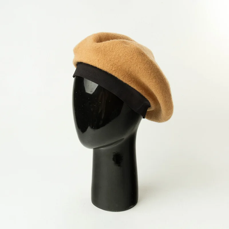 

202209-HH1015 dropshipping winter L size elastic sweatband inside lining cloth wool felt beret cap men women Leisure painter hat