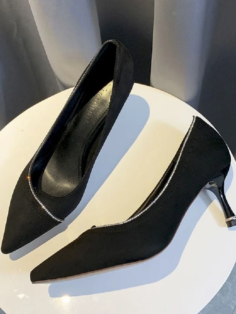 

Ricaqico Single Shoes Women's 2022 Spring New Korean Fashion All-match Design Sense Work Shoes High Heels Women Stilettos Heels