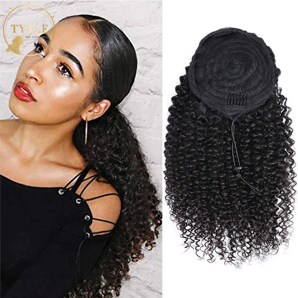 

Afro Kinky Curly Drawstring Ponytail For Women Brazilian Human Hair Ponytails Clip In Hair Extension For Women Natural 100Gram