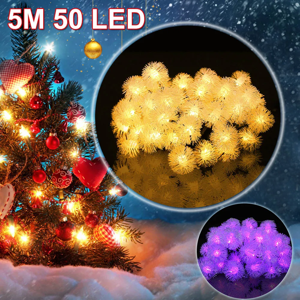 

Светодиодная гирлянсветильник с одуванчиком, уличный водонепроницаемый шнурок с 50 светодиодами на солнечной батарее, сказосветильник осв...