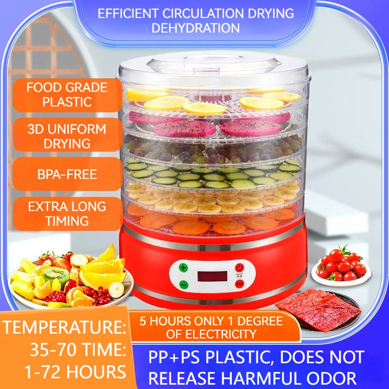 

Dried Fruit Vegetables Herb Meat Machine Household MINI Food Dehydrator Pet Meat Dehydrated 5 Trays Snacks Air Dryer EU