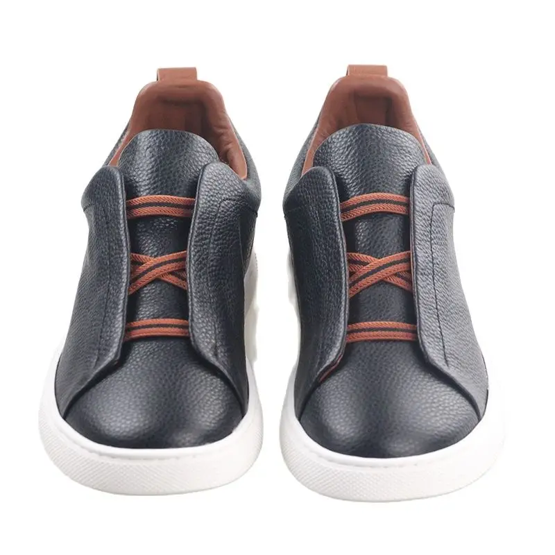 

Новинка весна-осень 2023 премиум-класса кожаные Сращенные эластичные Дизайнерские мужские дышащие деловые кожаные повседневные туфли на плоской подошве