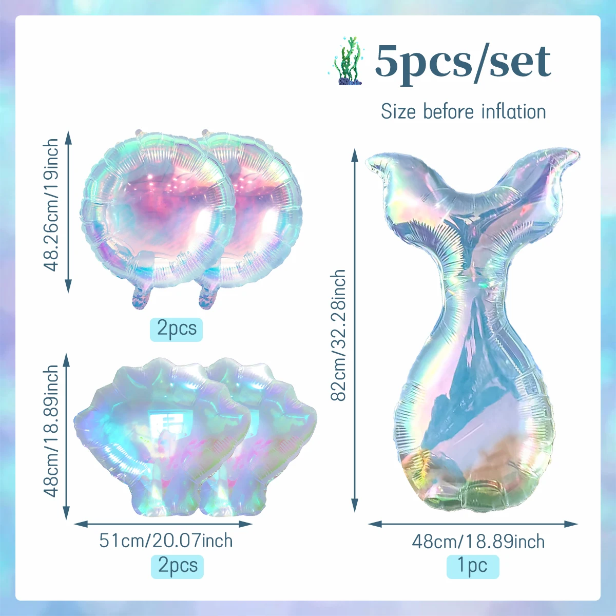 

Воздушные шары из фольги "Русалка", набор из 5 штук