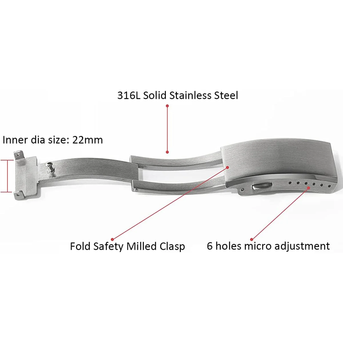 

Watch Buckle Fold Safety Milled Clasp Replacement Stainless Steel Watchband Clasp , 20Mm