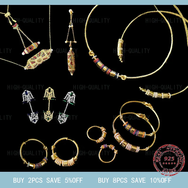 925 Sterling Silver women's Earrings rainbow Zircon Earrings luxury brand Monaco jewelry round slip rings earrings