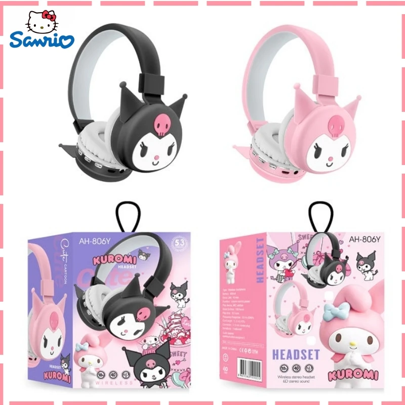 

2023 New Kulomi Hello Kitty Cut Bluetooth Headphone Wireless Headsets Anime Cartoon Stereo Headset Earphone Fashion Holiday Gift