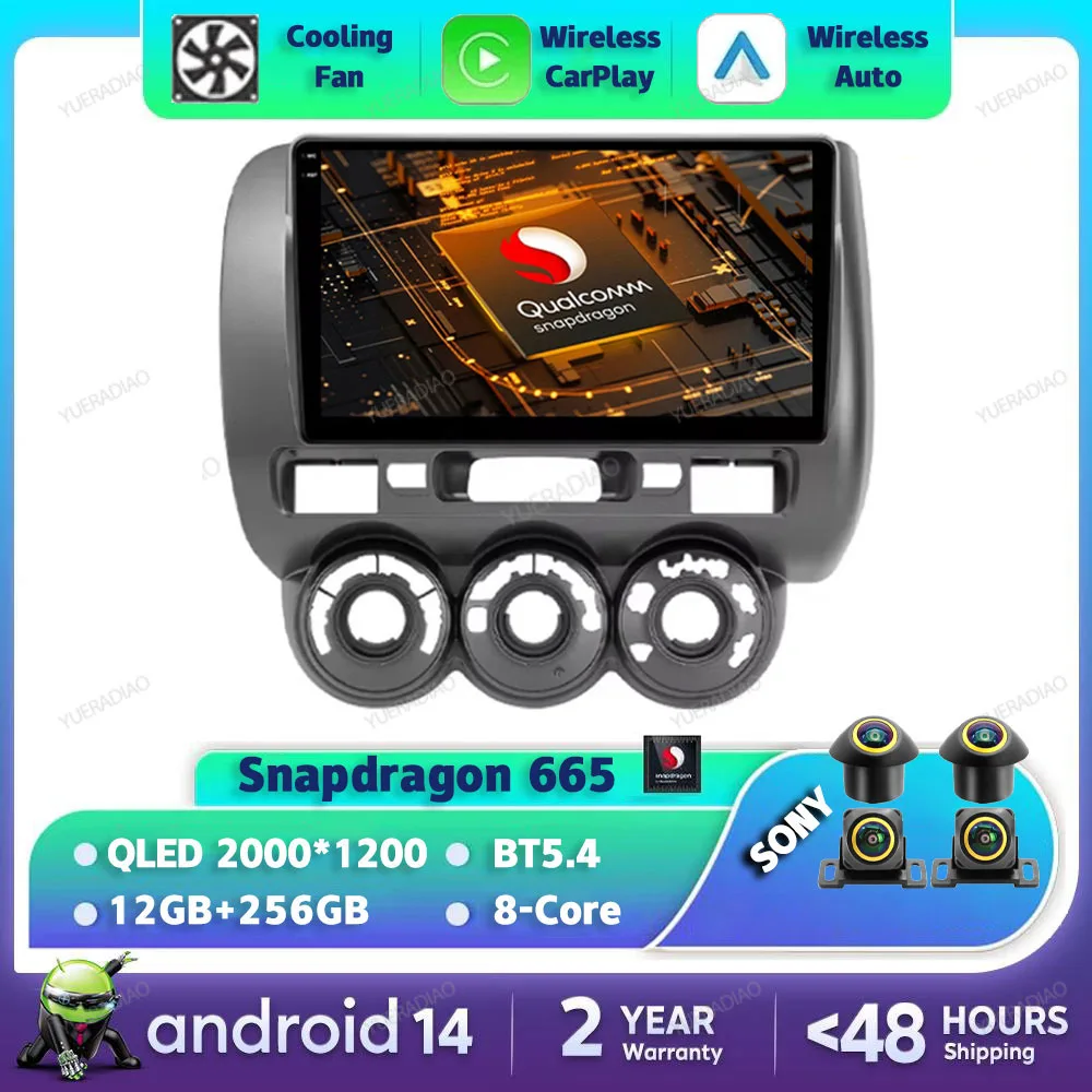 Автомобильный радиоприемник Android 14 для Honda Fit Jazz 2004–2007 гг. беспроводной