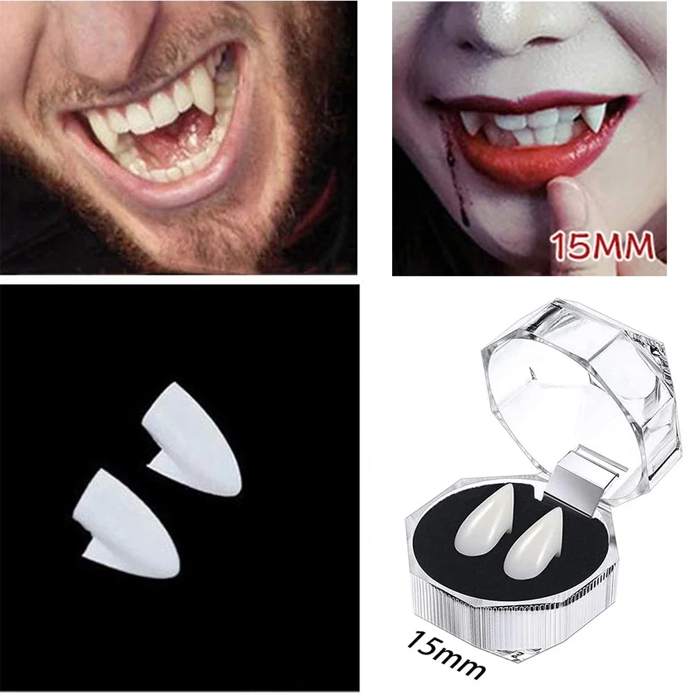 Зубы вампира клыки косплей протез с клеем для Хэллоуина костюм реквизит вставные