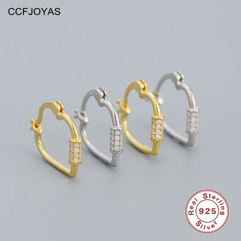 

CCFJOYAS 925 Sterling Silver Peach Heart Hollow Hoop Earrings Simple ins Geometric Heart-shaped Earrings for Women Fine Jewelry