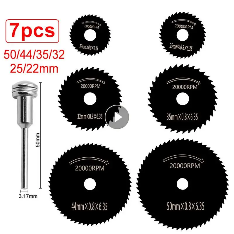 

6/7pcs Metal Circular Saw Disc Wheel Blades Shank High Speed Steel Mini Saw Blades Mandrel Drill Wood Cutting Discs Drill Cutoff