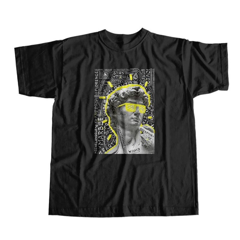 

100% cotton Michelangelo Buonarroti david print unisex T shirt o-neck streetwear men tshirt short sleeve t-shirt men tee shirt