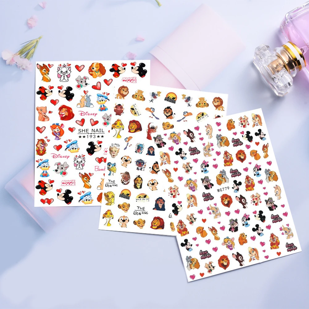 

Disney Anime Slider Lion King Nail Stickers Cartoon Cat Bear Nail Decal Nail Art Decoration DIY Mickey Sticker Nail Art Supplies