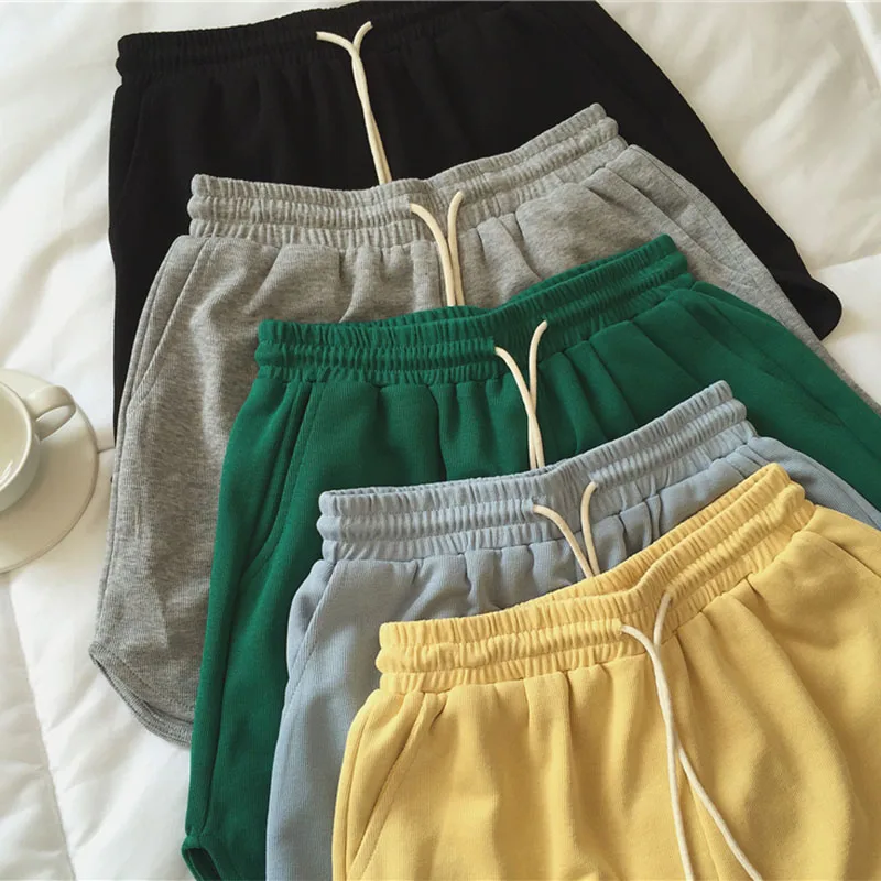 Leisure sports short running wear women's high waist sports thin shorts women's wide leg pants versatile knitted cotton pants