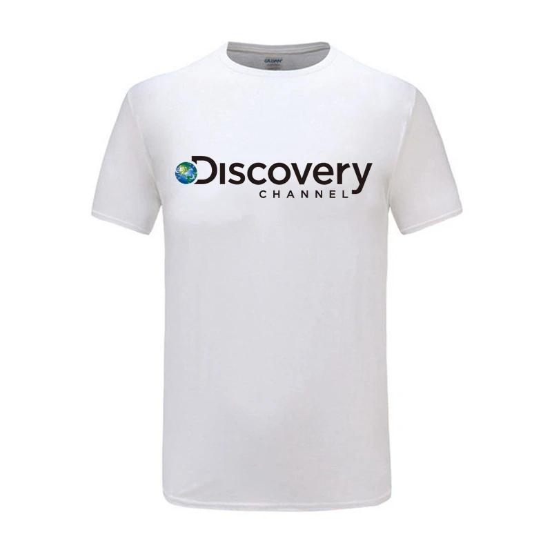 

cotton black T-shirt Trendy Cool Top Men's New Discovery Channel Logo Men's summer T-Shirt black tops drop shipping