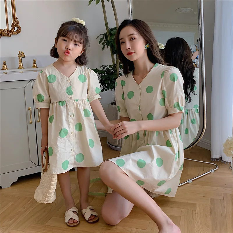 

Mom And Daughter Baby Girl Dress 2022 Same Mommy And Me Matching Dresses Equal Parent-Child Pair Look Women's Summer Clothing