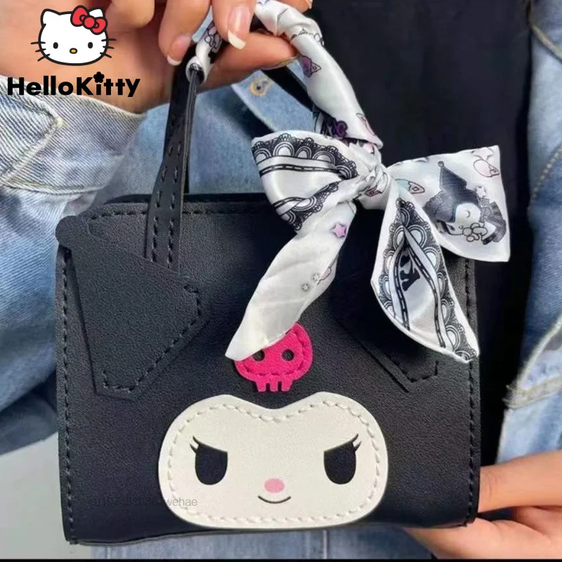 Sanrio Kuromi Cartoon Cute Y2k Fashion Women Handbags Leather Mini Wallet Waterproof Woven Bag Makeup Bag Gift Girlfriend