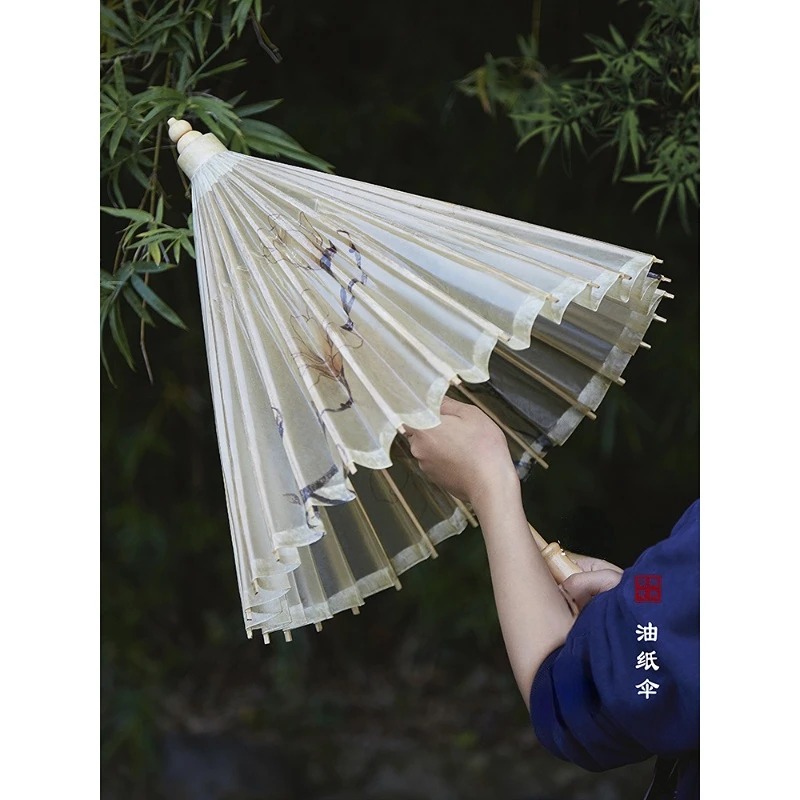 

Classic Oil Paper Umbrella Rain and Sun Pure Handmade Chinese Ancient Umbrella Hanfu Dance Props Umbrella Gift