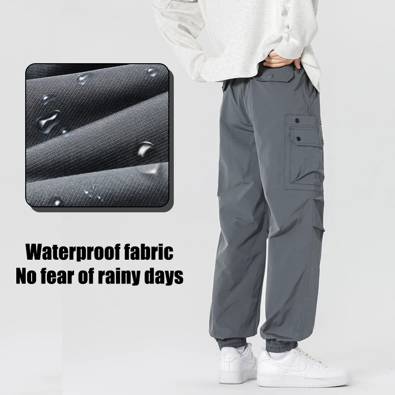 Весенние мужские повседневные брюки водонепроницаемые прямые свободного кроя