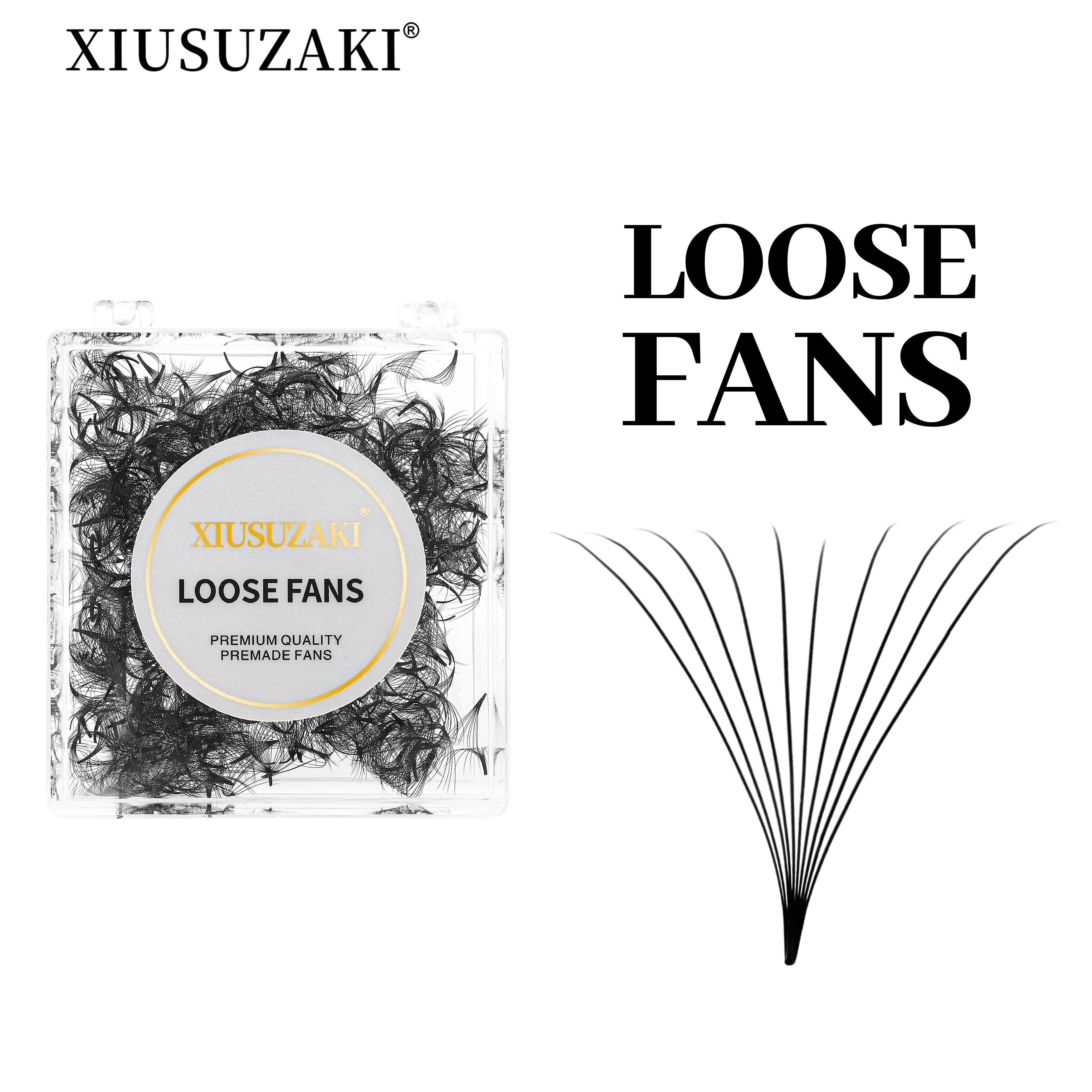 

XIUSUZAKI Pointy Base Loose Fans Professional Medium Stem Sharp Thin Premade Volume Fans Pointy Base Eyelash Extensions