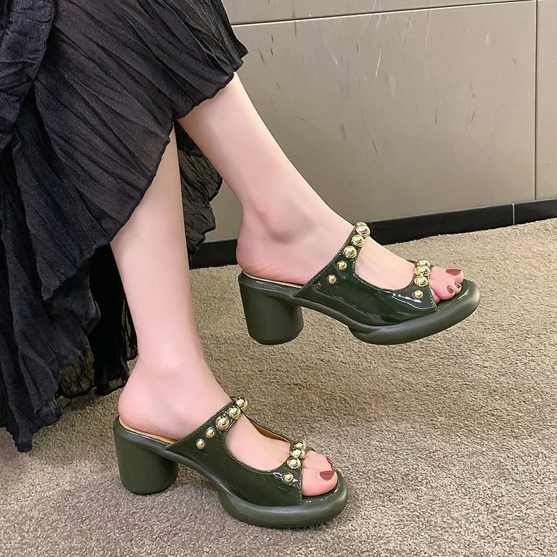 

Женские босоножки на высоком каблуке, туфли с открытым носком на массивном каблуке, формальные сандалии, Размеры 35-39, лето 2023