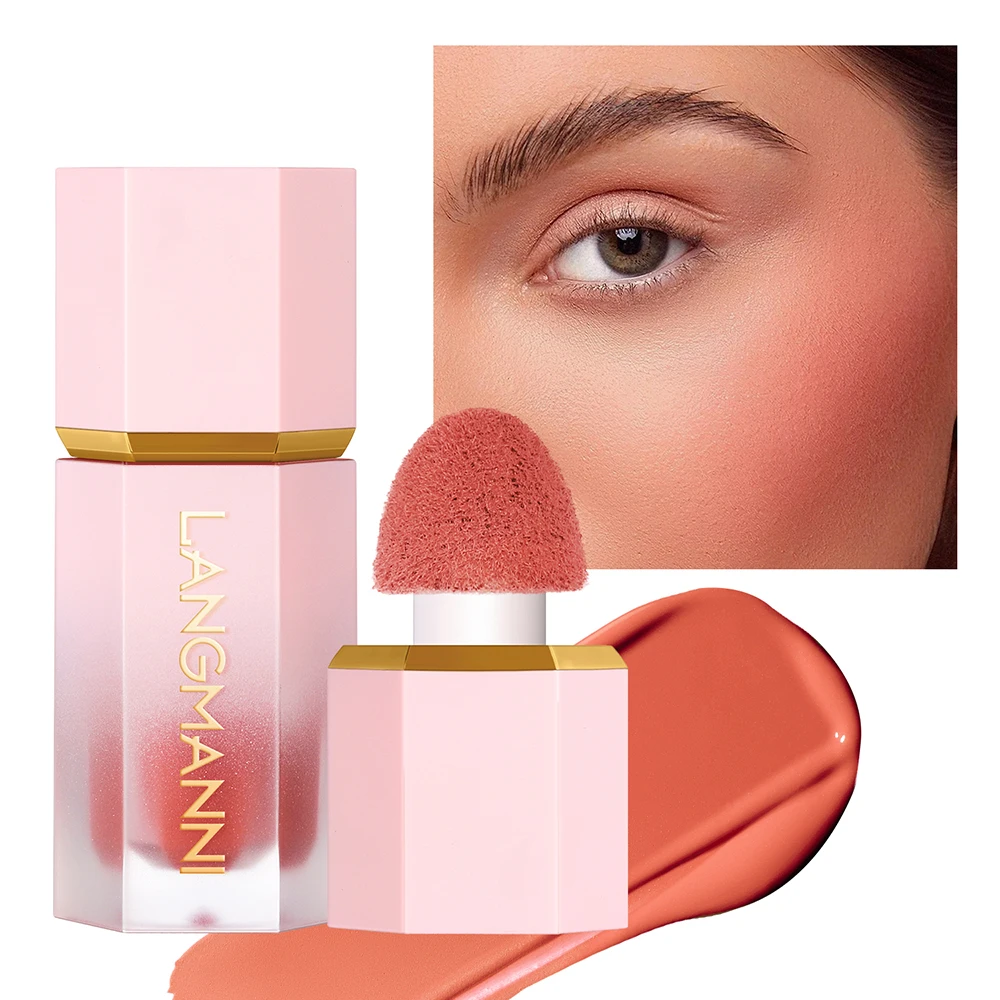 8 Colors Liquid Blush Brighten Tint Liquid Face Blusher Cheek Eyes Lips Makeup Multi-Purpose Long-Lasting Cosmetics With Sponge