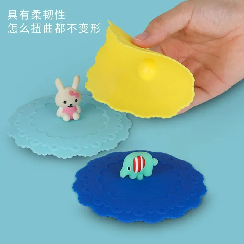 Диаметр 10 см Модная креативная мультяшная силиконовая крышка милая стеклянная