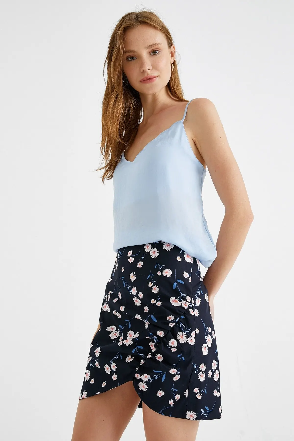 

Women's Skirt Ecru pattern Summer Cute Style Empire Slim Folds Above Knee Sexy Mini Skirts