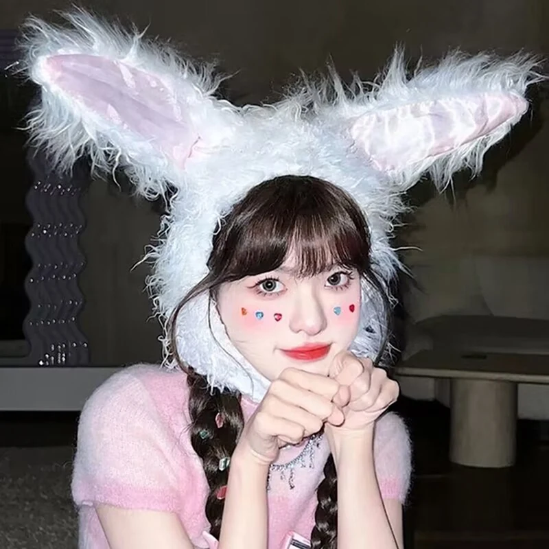 

Kawaii Женская плюшевая длинная искусственная женская мягкая пушистая голова с ушками кролика фотография Реквизит Новинка