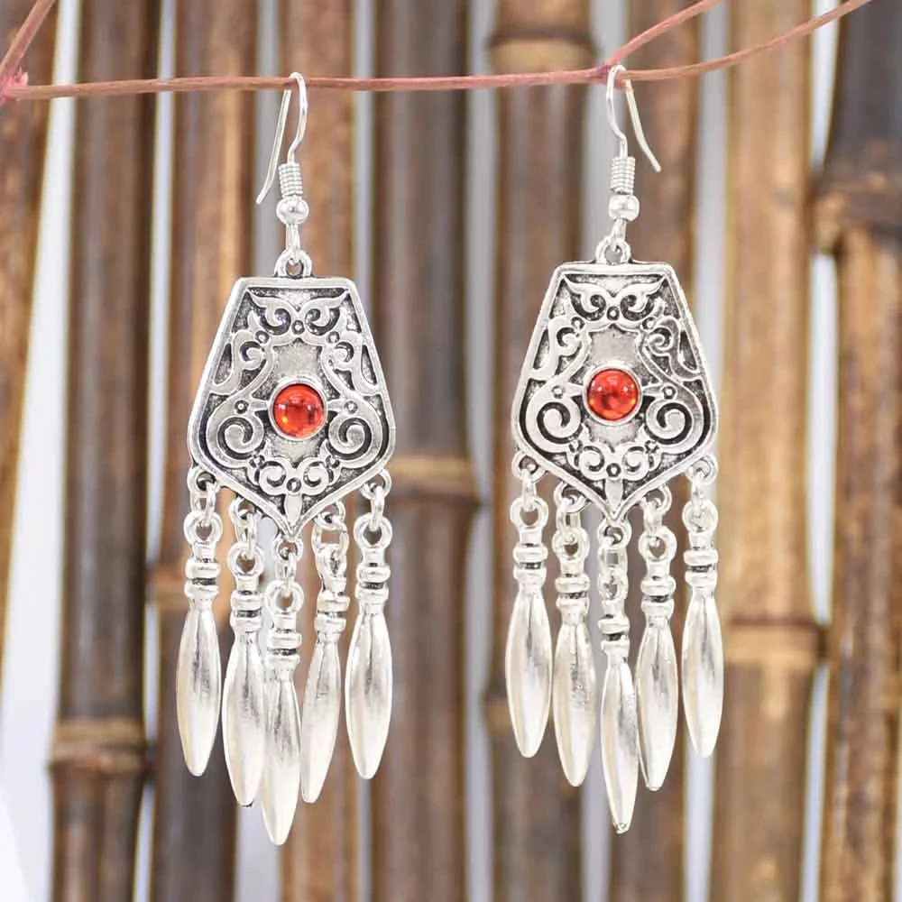 Богемные этнические длинные синие красные акриловые кристаллы женские