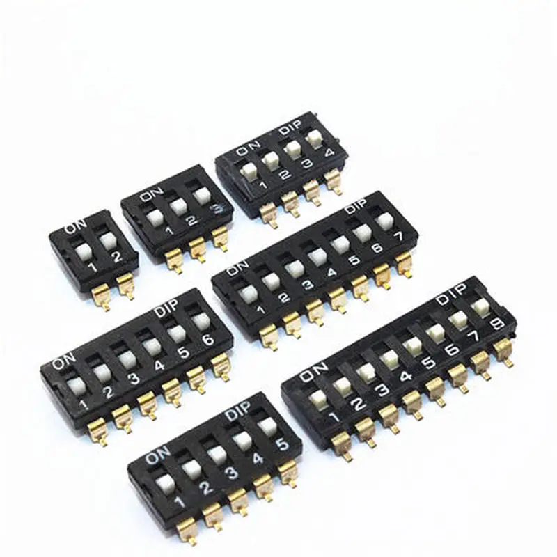 

10pcs/lot 2.54 Patch DIP Switch Gold Plated Pin KM-01/2/3/4/5/6/8P 2.54MM SMD