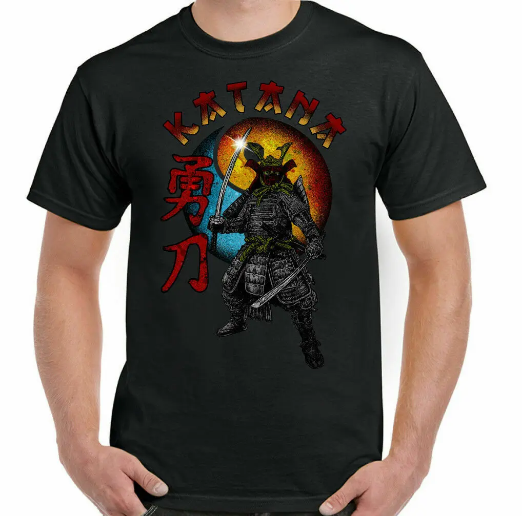 

Katana T-Shirt Mens Japanese Fighter Samurai Warrior Sword Martial Arts Top Tees