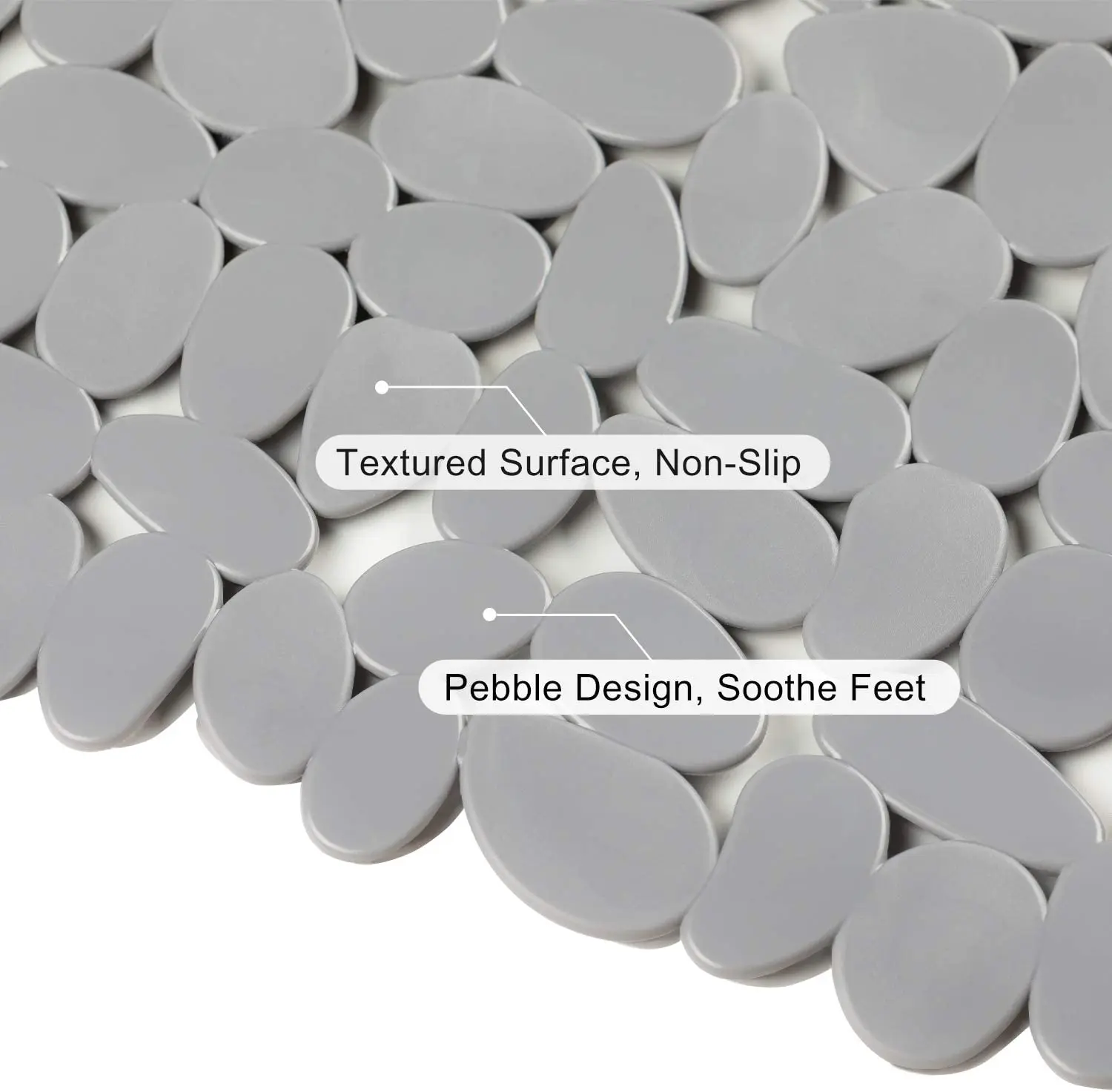 Нескользящий галька коврик для ванной комнаты с присосками и сливными