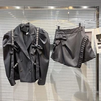 fashion coat women 2022 spring new classic style rhinestone bow suit jacket black grey female outfits buy separately