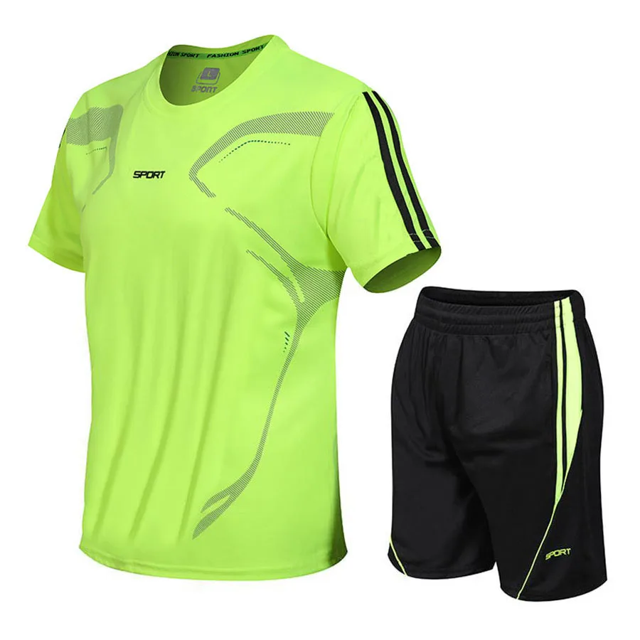

Casual Short Sleeve T Shirt+Shorts Male Tracksuit Clothing Summer Men Set Fitness Suit Sporting Suits Quick Drying 2 Piece Set