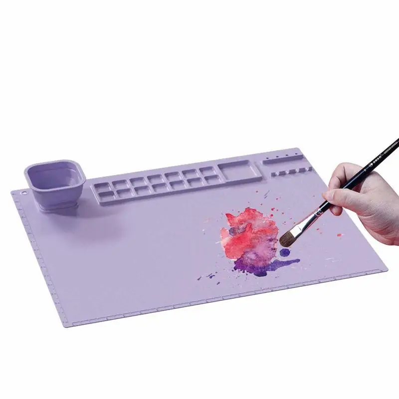 

Multifunctional DIY Silicone Painting Mat Palette 14 Grids Kids Graffiti Drawing Board Oil Painting Board With Palette Cup Tool